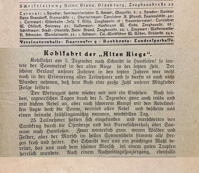 Aus dem OTB-Mitteilungsblatt von 1926.