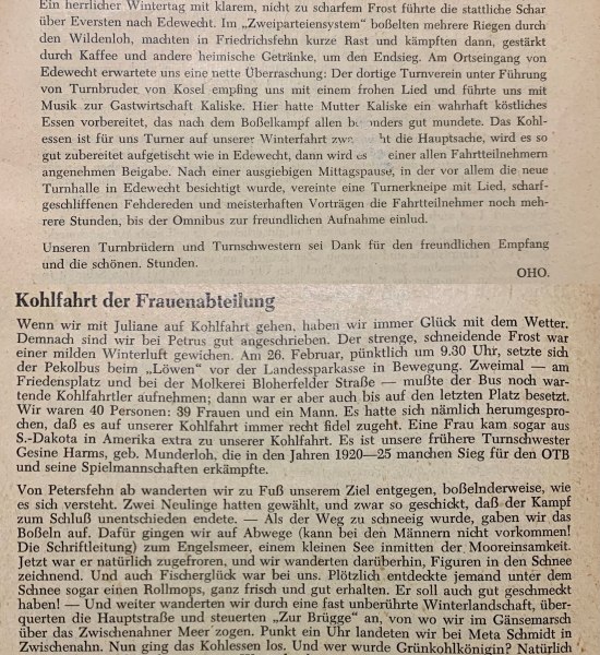 Aus dem Mitteilungsblatt des OTB von 1956.